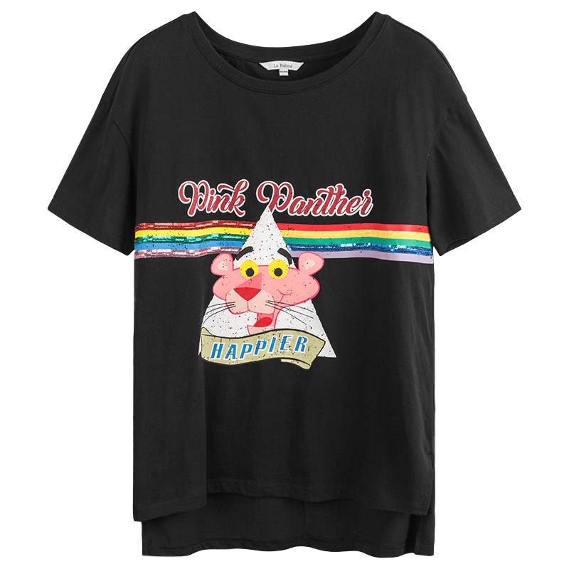 拉夏贝尔拉贝缇粉红豹联名款短袖T恤女夏季新款学生宽松韩版半袖上衣