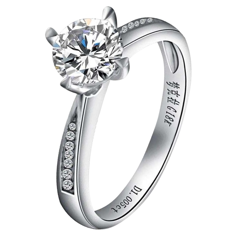 梦克拉Mkela 18K金群镶钻石女戒 爱之精灵 1克拉 K-M级 钻石戒指 指环