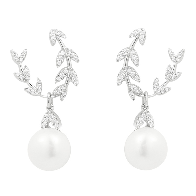 APM Monaco花瓣耳环配淡水珍珠耳钉女 设计感气质耳坠时尚银饰品送母亲女友礼物潮一对