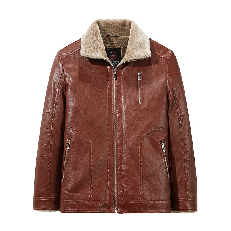 花花公子冬季新款男士皮衣休闲翻领皮夹克男皮毛一体皮衣男士皮夹克男