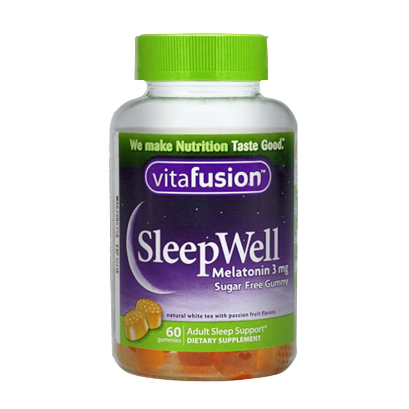 美国vitafusion vf褪黑素睡眠糖sleepwell安瓶助眠软糖退黑素60粒 膳食营养补充剂