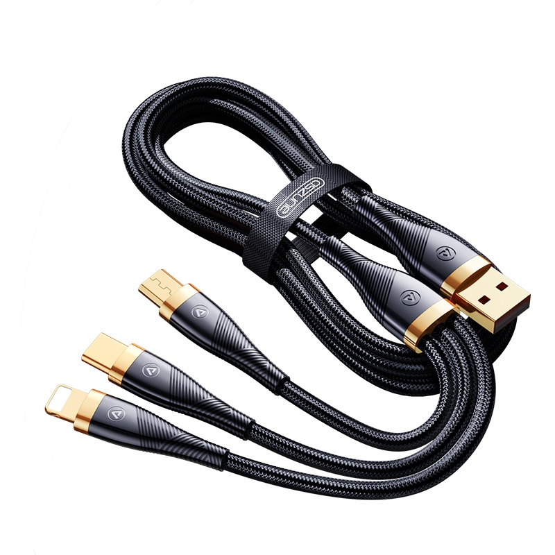 邻家-Type-C一拖三冰金数据线-黑色1.5米(2)+3.4A数显三孔USB充电头