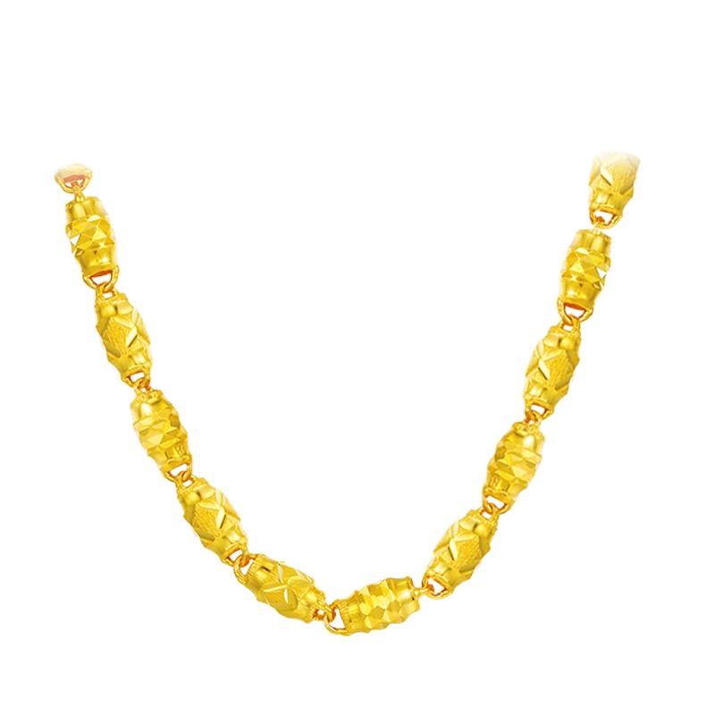 GZUAN古钻珠宝 车花橄榄 黄金足金橄榄项链 男女款项链 HJX0007