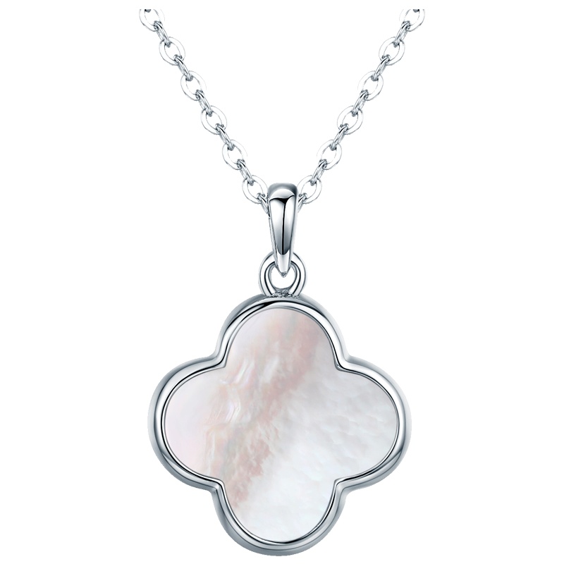 佰色传情S925银项链女四叶草吊坠日韩学生简约锁骨链生日礼物