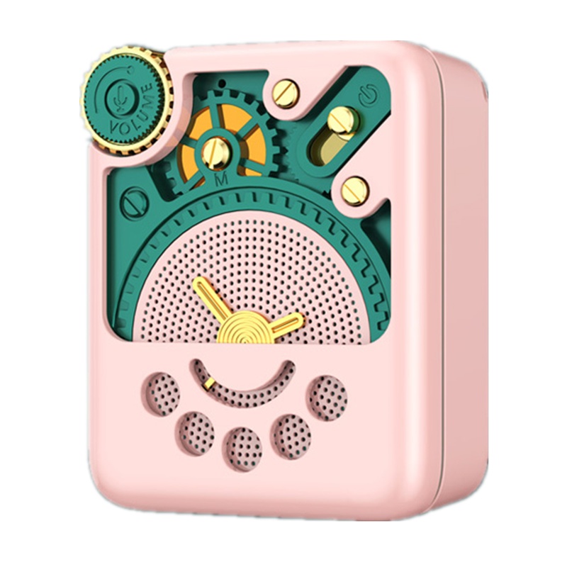 remax RB-M53复古无线蓝牙音箱AI智能小度人工语音插卡收音机便携式迷你手机户外低音炮小音响-粉色