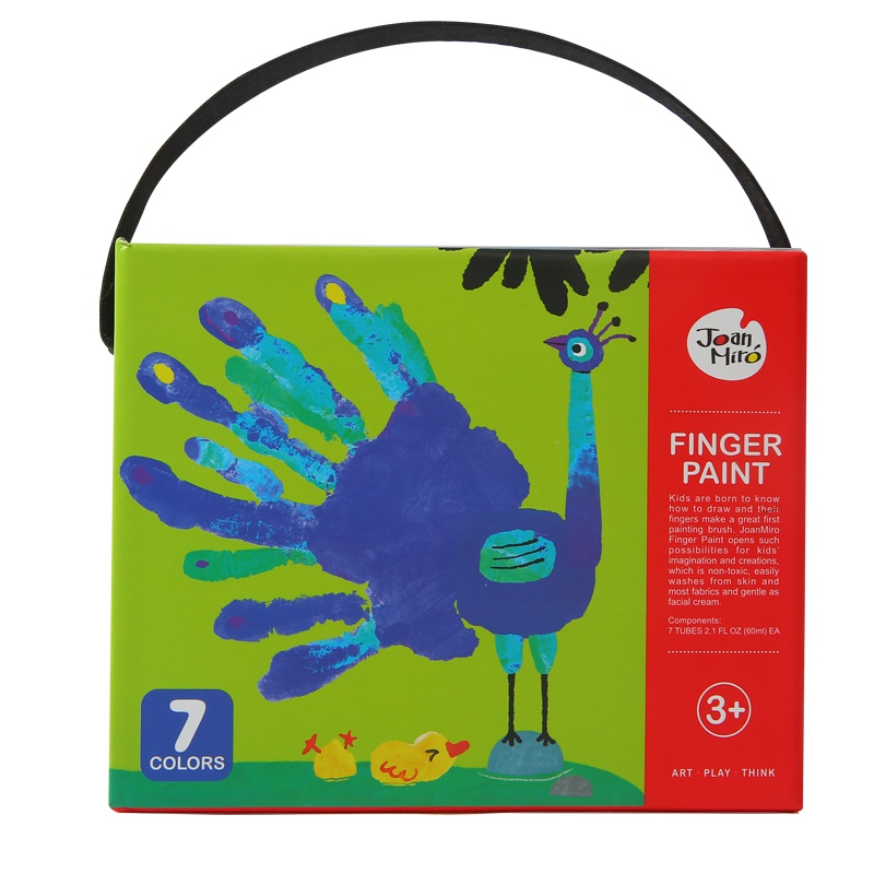 Joan Miro美乐童年 儿童手指画颜料无毒可水洗宝宝手指印画册绘画水彩颜料套装 彩虹7色 通用款