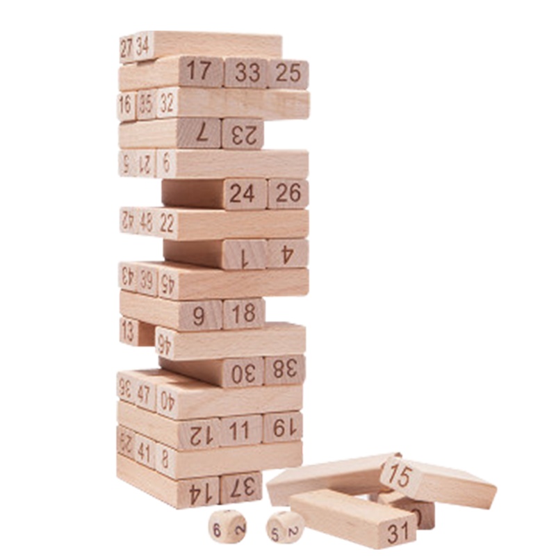 木玩世家儿童益智层层叠抽积木50片亲子游戏整蛊桌游玩具男孩女孩玩具