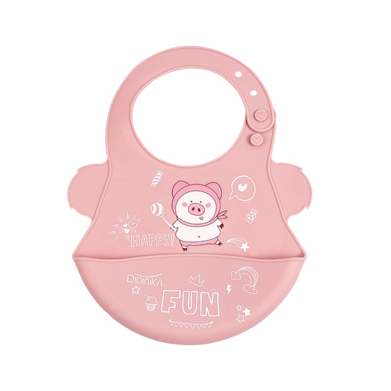 迪迪尼卡（Didinika）金猪侠围兜宝宝吃饭围兜硅胶围嘴婴儿辅食围兜喂食喂饭防水兜儿童吃饭衣兜