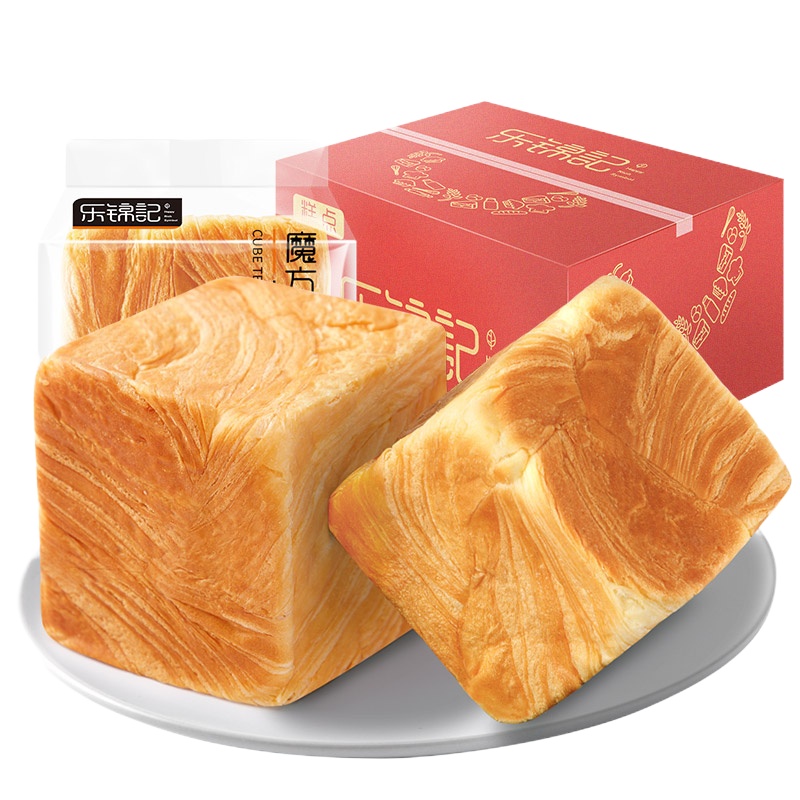[企业定制]新品[乐锦记魔方生吐司]面包糕点 营养早餐办公室休闲零食下午茶500g整箱