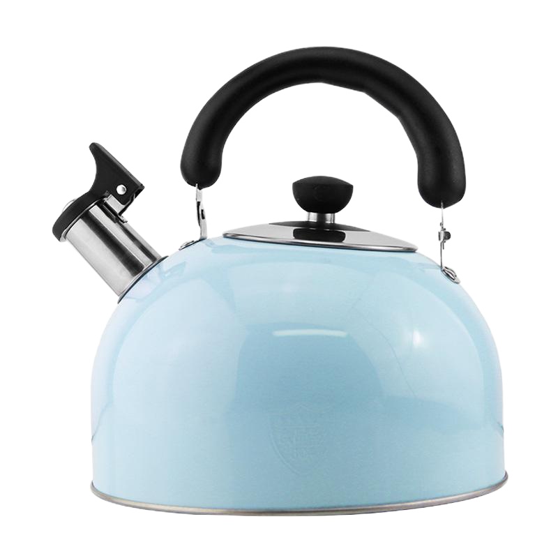 304不锈钢烧水壶燃气煤气电磁炉热水壶自动鸣笛大容量开水壶 FENGHOU 圆形柄-蓝色5升