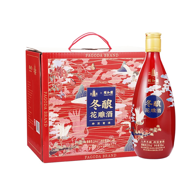 [新品]塔牌 绍兴黄酒 500ml*6冬酿花雕颐和园整箱礼盒 半干型糯米黄酒