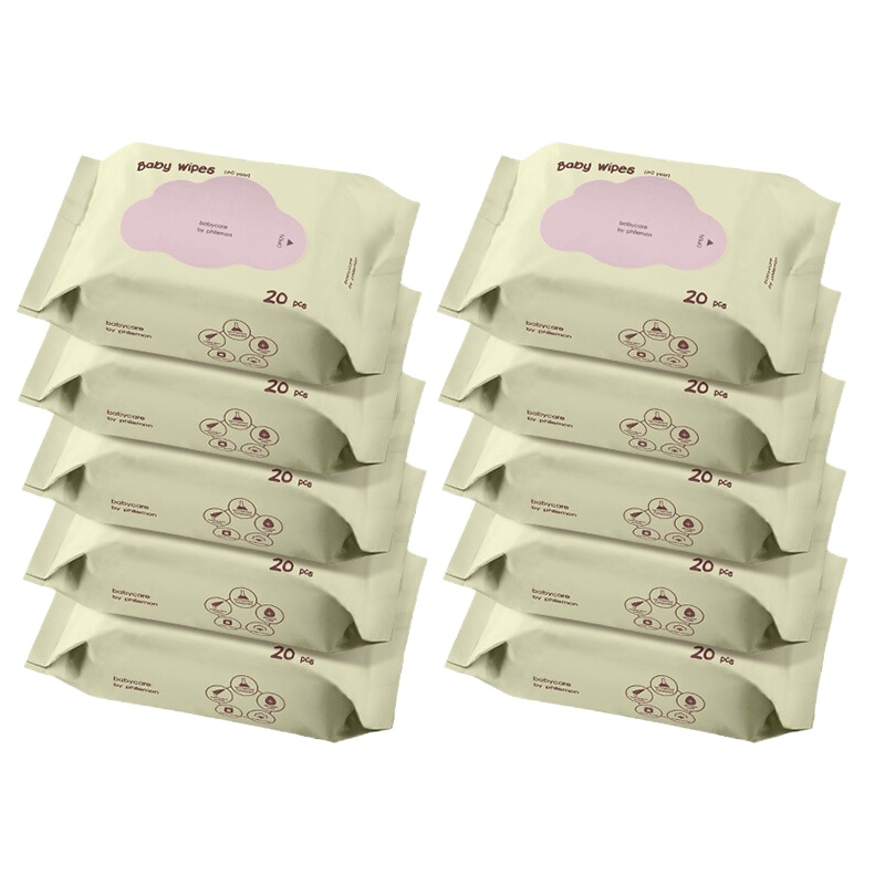 babycare婴儿手口专用湿巾宝宝湿纸巾 手口湿巾小包便携装湿巾20抽*10包6480