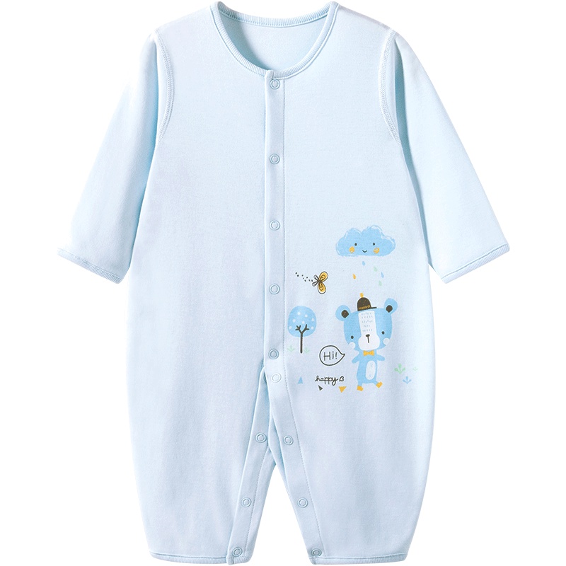 哈贝比（happyB）婴儿连体衣春秋宝宝内衣纯棉初生儿长袖无缝骨哈衣爬服