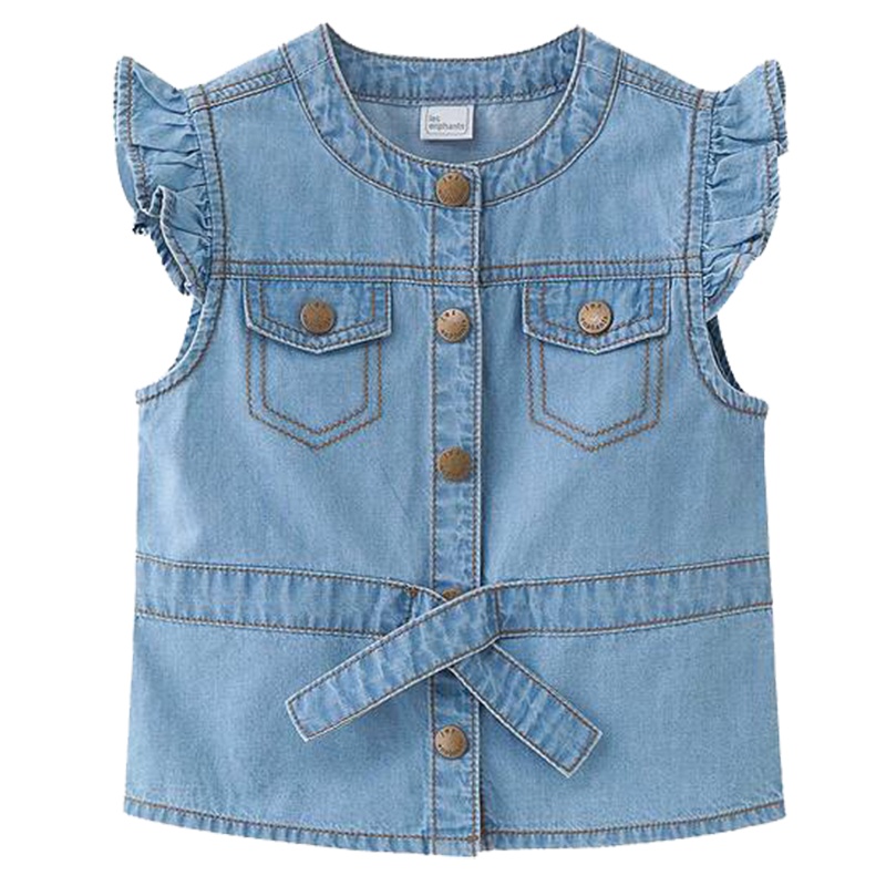 丽婴房童装女童时尚牛仔马甲儿童薄可爱休闲纯棉春装上衣新款