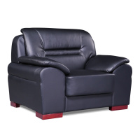 [红心家居]真皮现代简约沙发单人位沙发接待室沙发公寓客厅沙发