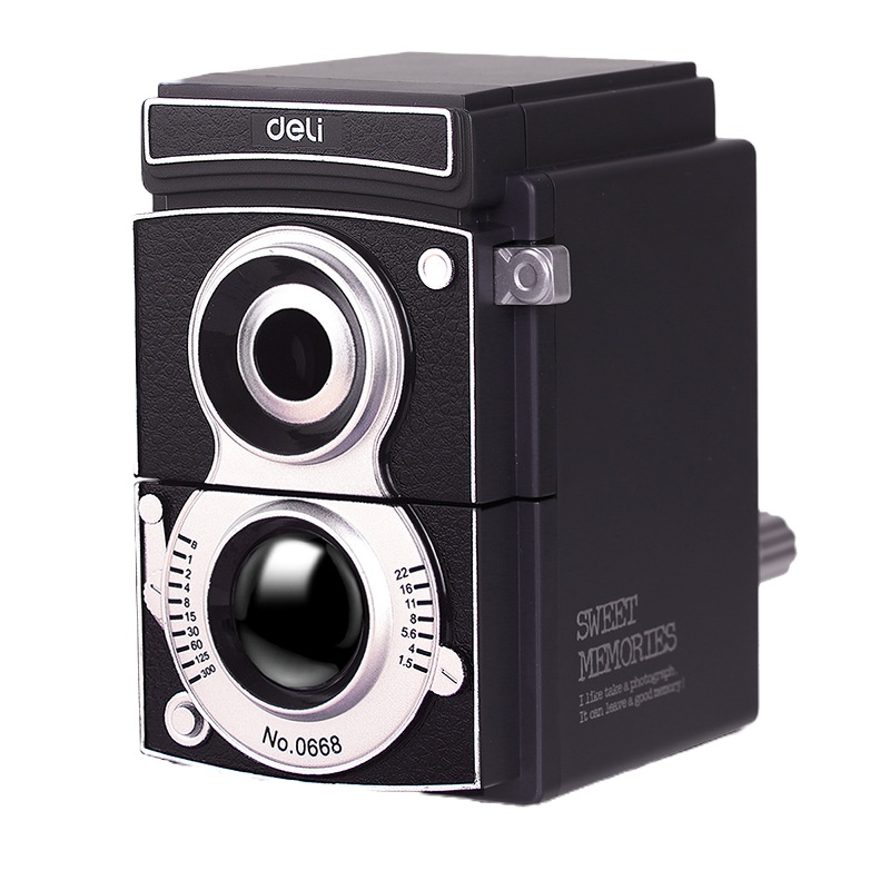 得力0668复古相机卷笔刀创意手摇削笔机学生礼物铅笔刀