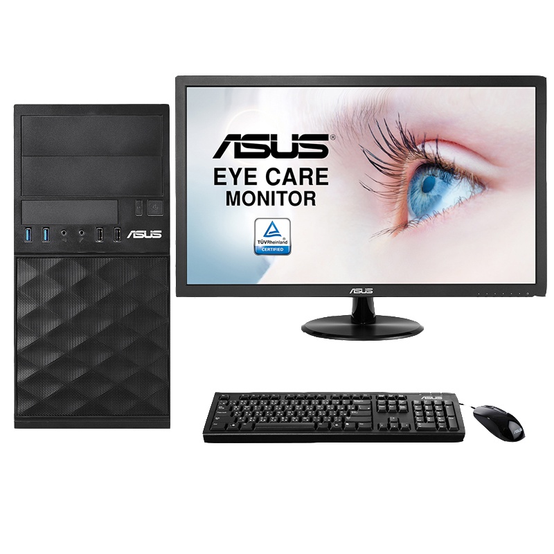 华硕(ASUS)D521MT商用台式机整机19.5英寸显示器(I3 6100 4G 500G+128G 黑 无系统)HH