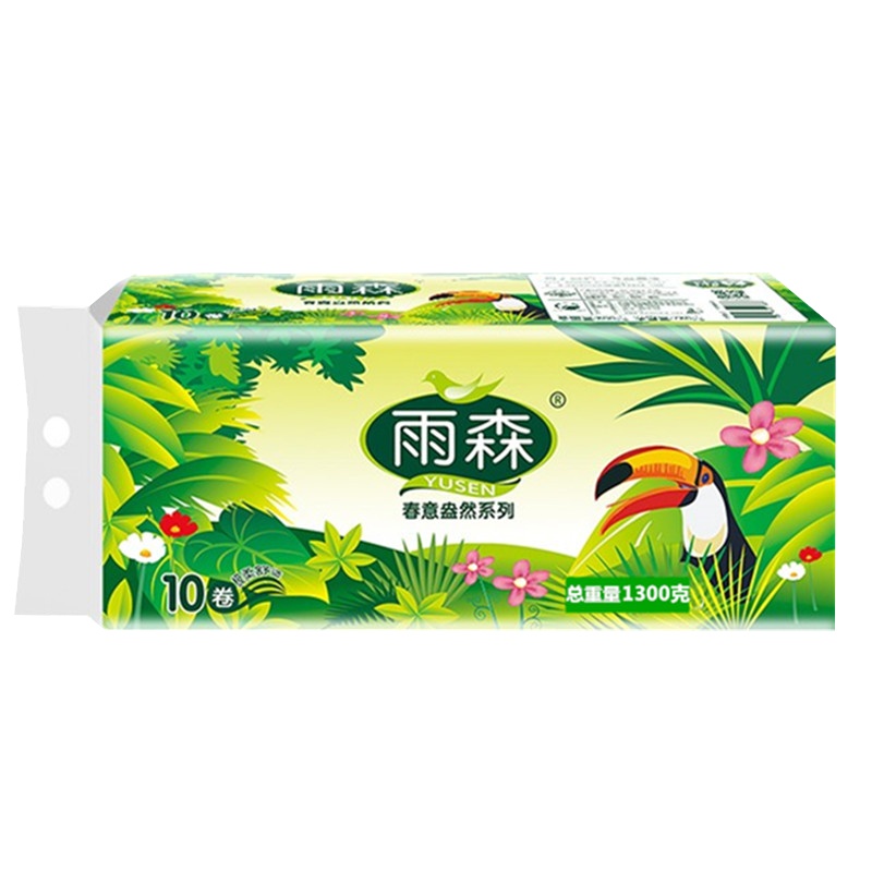 雨森 4146 绿意无芯卫生纸卷纸母婴适用家用厕纸1300g 10卷/提 (单位:件)