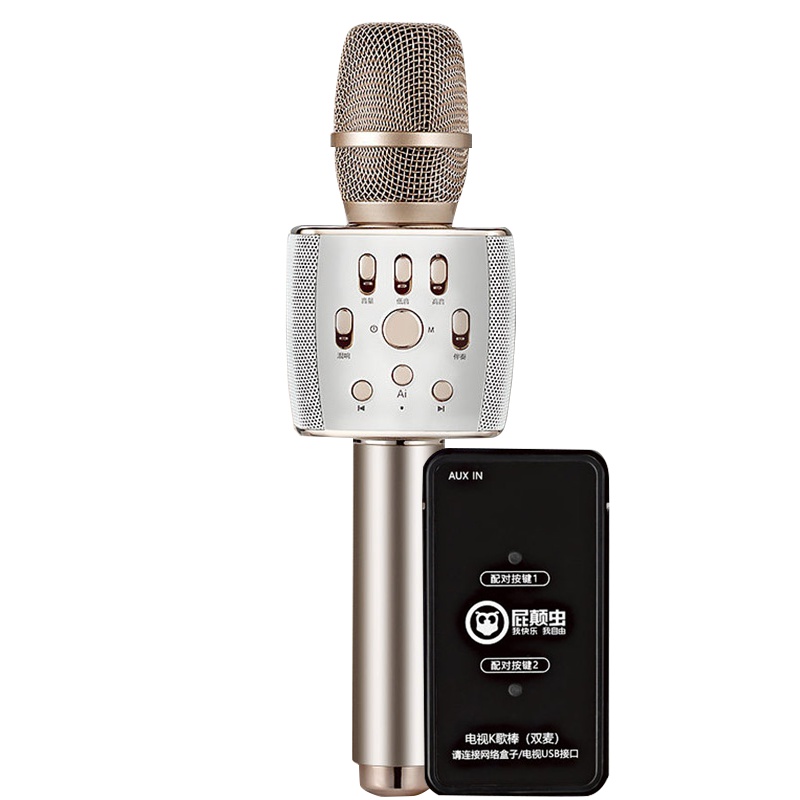 屁颠虫(HIFIERX37手机 电视无线K歌 一体便携掌上KTV家用电视k歌神器(X37香槟金色+电视棒) 3.5接口