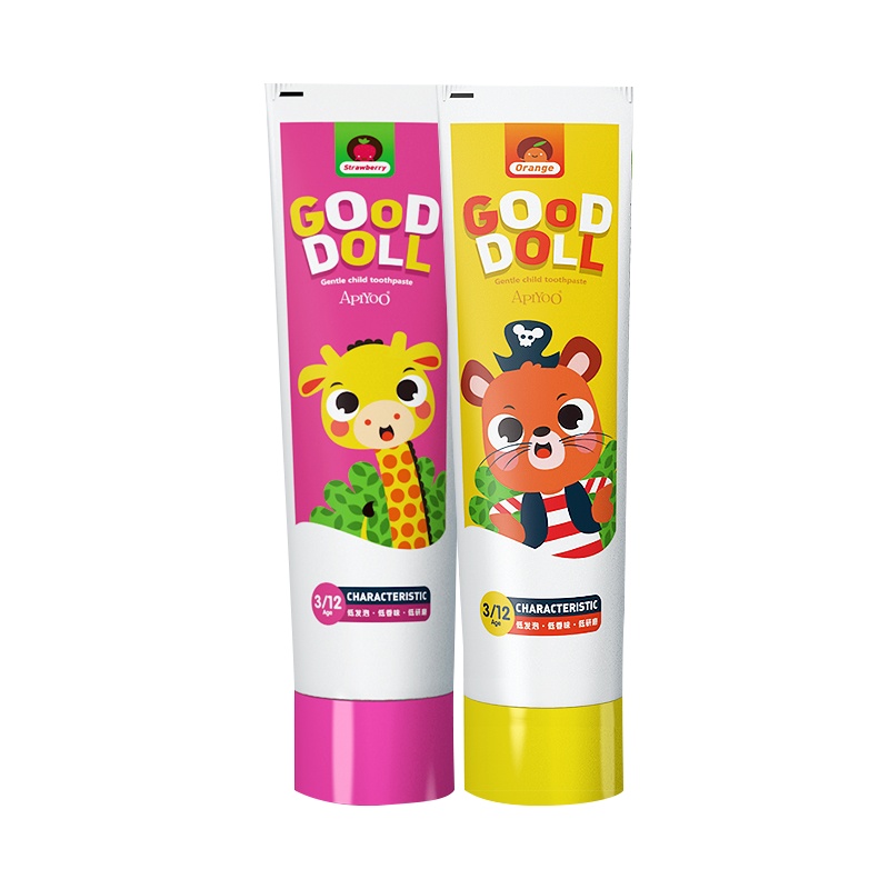 荷兰艾优(APIYOO)儿童牙膏3-6-12岁换牙期水果味可吞咽防蛀2支装 儿童牙膏(2支装)