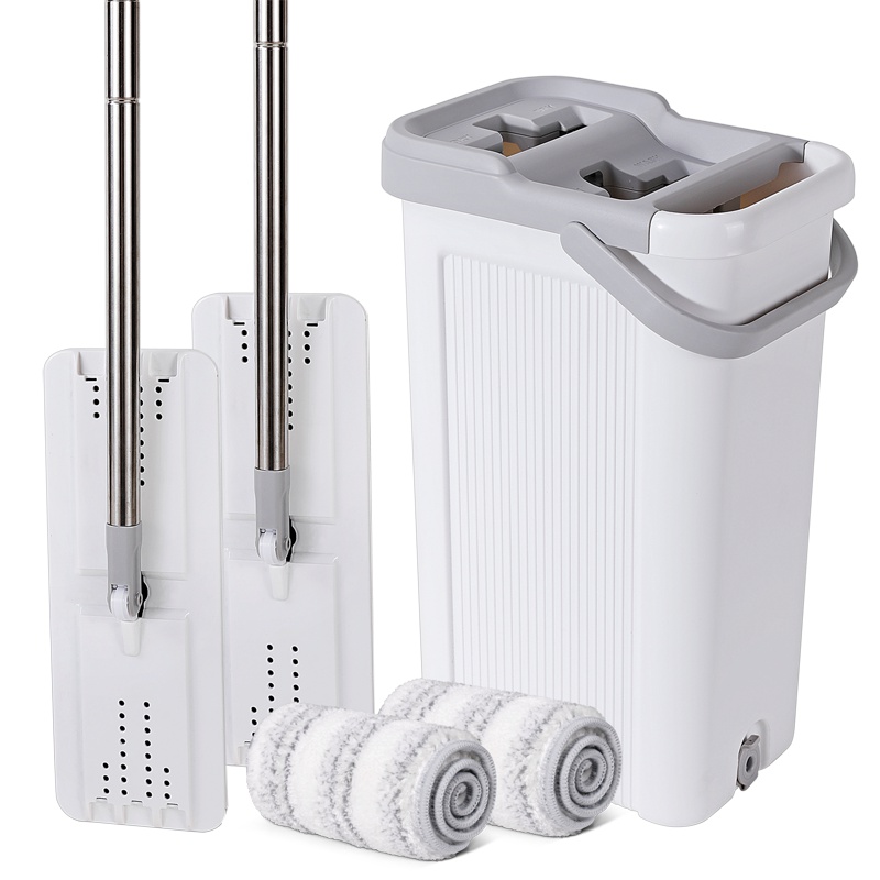 美丽雅 洗刷刷双鱼平板拖把 1桶配2支拖把(共2支)