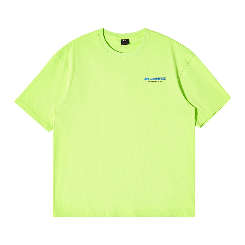 A21夏季2021新款男装 宽松圆领落肩趣味短袖情侣T恤衫男潮女百搭