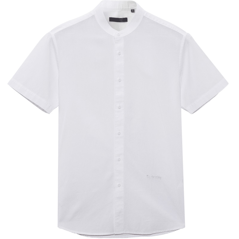 黑鲸简约立领休闲短袖衬衫男2019夏季短袖衬衣CNECJ28003A