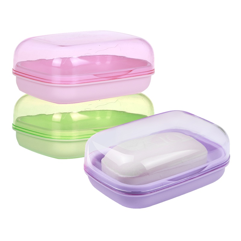 振兴 2173塑料双层肥皂架带盖皂盒香皂盒沥水肥皂盒 塑料洗衣皂盒 颜色随机