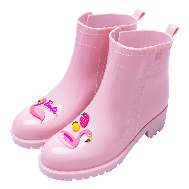 【亲子鞋】芭比童鞋夏季防滑中筒可爱儿童水靴中大童公主女童雨鞋