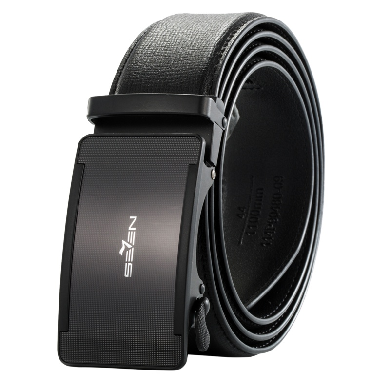 柒牌SEVEN男士牛皮腰带真皮正品百搭时尚商务休闲简约青年自动扣皮带