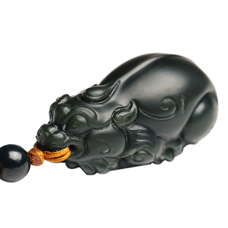 印象眸 和田玉貔貅吊坠 青玉貔貅瑞兽玉坠 附送证书