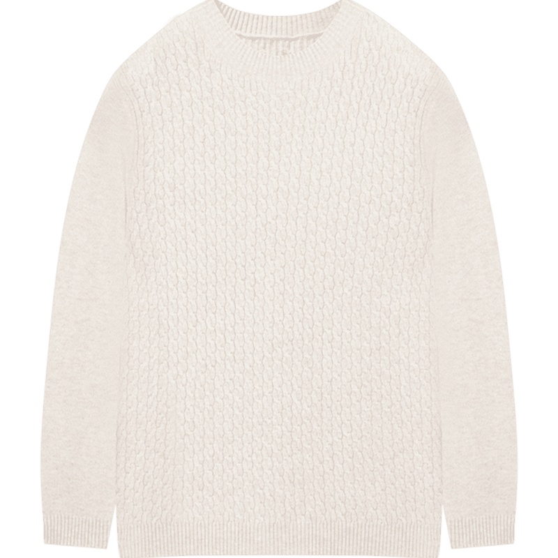 鄂尔多斯1980 通勤百搭简约风圆领绞花女羊绒衫修身显瘦