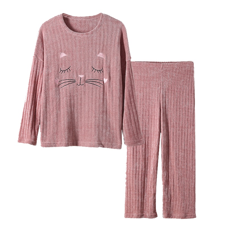 MiiOW/猫人家居服睡衣套装情侣（雪尔绒长袖套装）