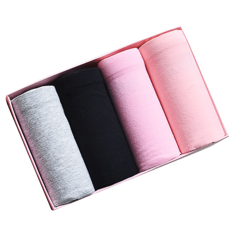 ENK女士内裤 中腰无痕纯色棉质三角裤短裤4条盒装女士内裤女