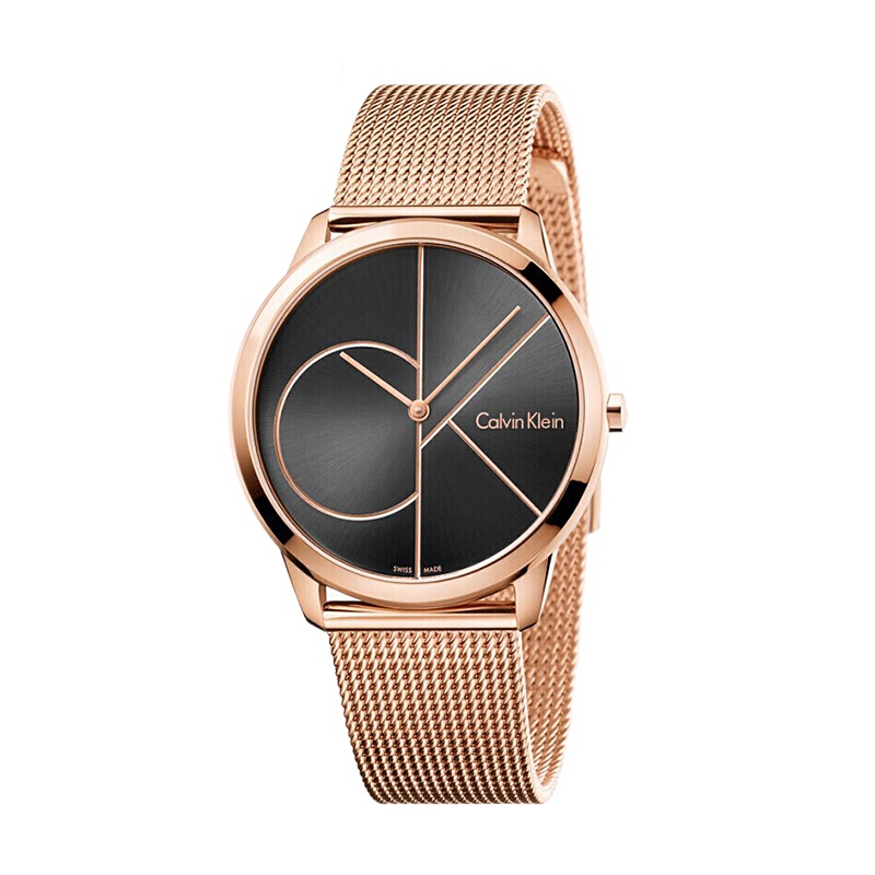 CK卡文克莱（CalvinKlein）手表 MINIMAL系列玫瑰金色米兰编织石英男士手表K3M21621