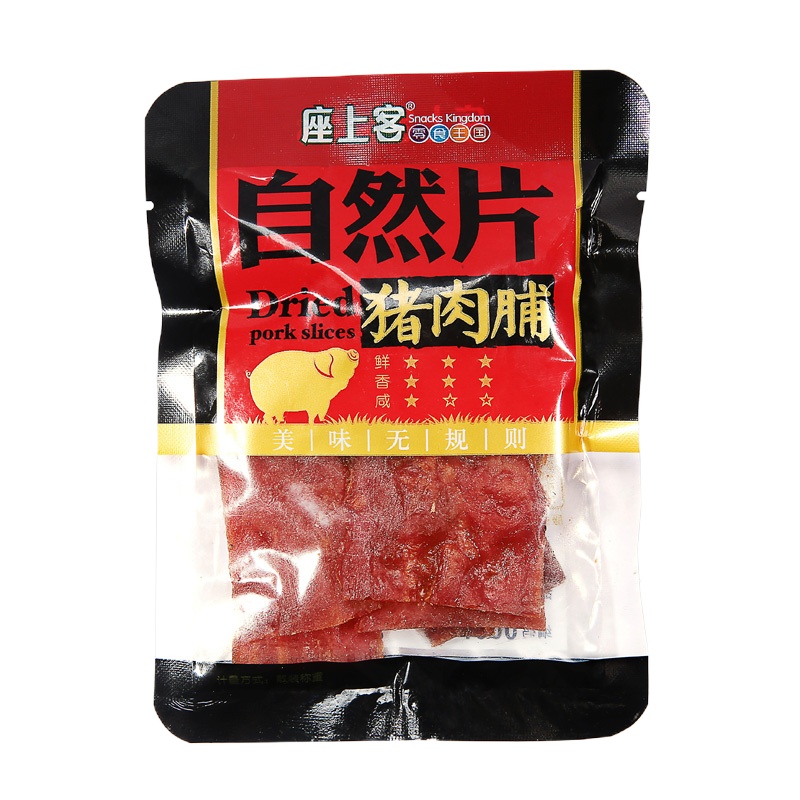[座上客 自然片猪肉脯3袋*3]自然片猪肉干靖江特产零食约200g*3