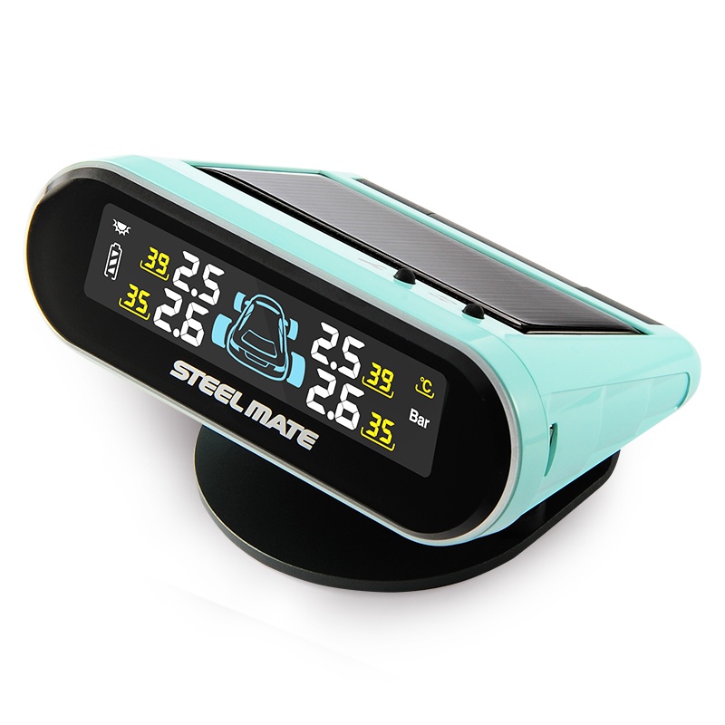 铁将军内置彩屏胎压监测太阳能无线汽车TPMS彩显胎压检测马卡龙多色Mini-Ones 粉绿色内置款