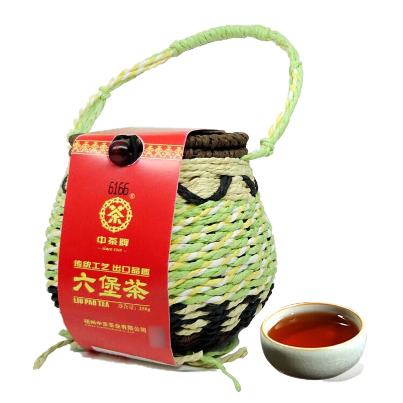 中茶 广西梧州六堡茶 黑茶WZ6166 箩装六堡茶 250g
