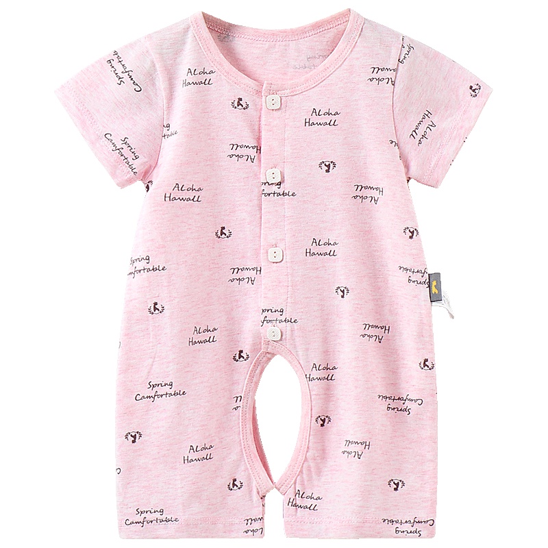 童泰TONGTAI婴幼儿内衣纯棉开裆哈衣1-18个月宝宝短袖对开连体衣爬服婴幼儿通用80cm