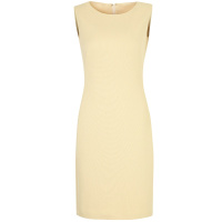 晚白2020秋季新品简约纯色圆领无袖修身背心裙中长款职业连衣裙女