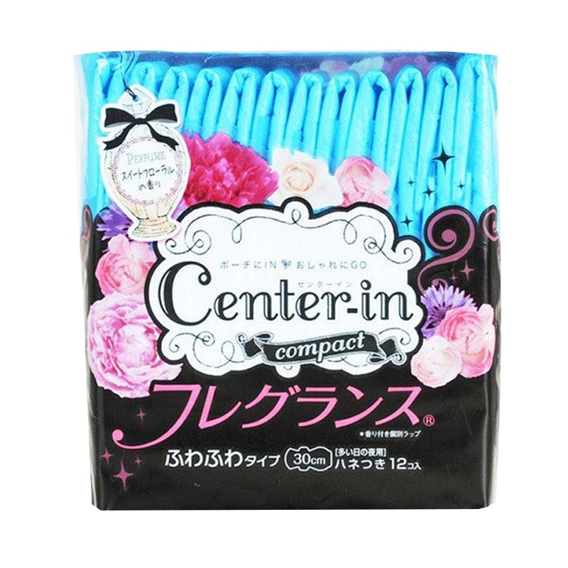 尤妮佳CENTER-IN花香型量多夜用护翼卫生巾 300mm*12片装
