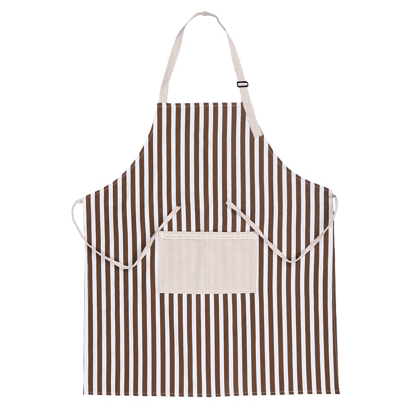 RED利得 围裙棉麻无袖家居厨房条纹时尚围裙烘焙围裙