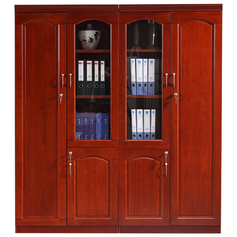 创世人 文件柜木质油漆书柜中式资料落地柜档案柜五门
