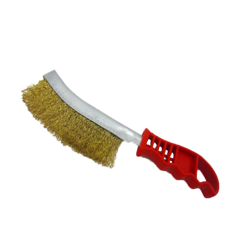 镀铜丝刷 刀型钢丝刷 金属表面除锈刷清洁刷塑料柄 刀型钢丝刷(1支)