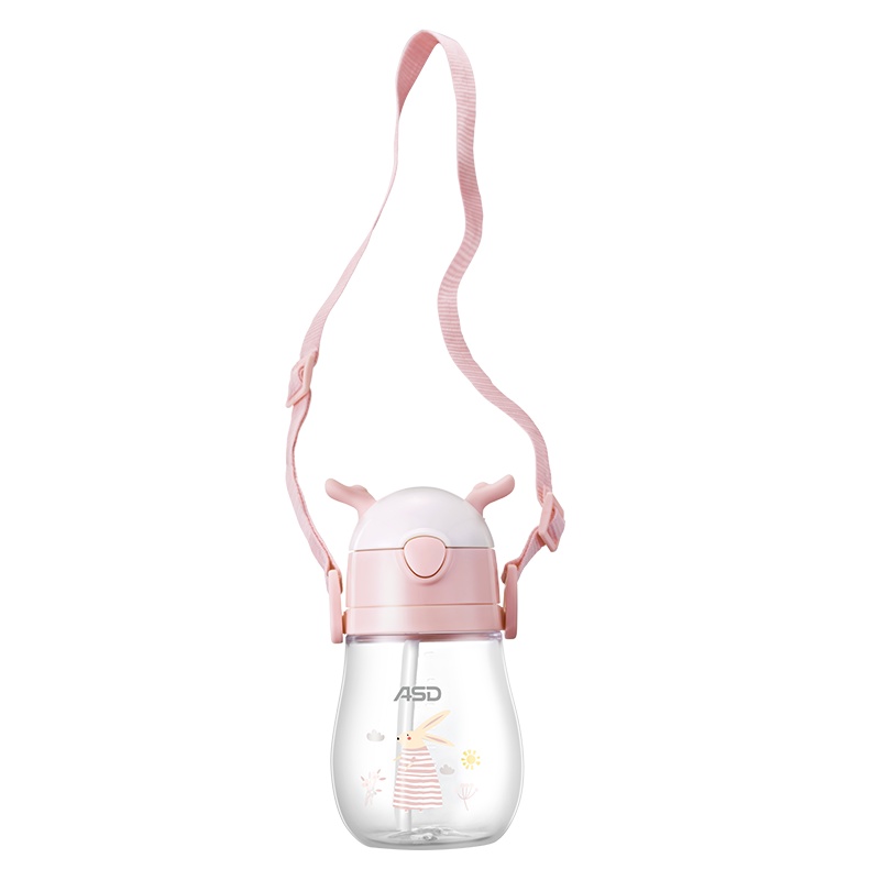 爱仕达儿童杯便携Tritan材质水杯小学生防摔塑料杯子RWP48B3Q-P夏季幼儿园宝宝喝水吸管水杯480ML