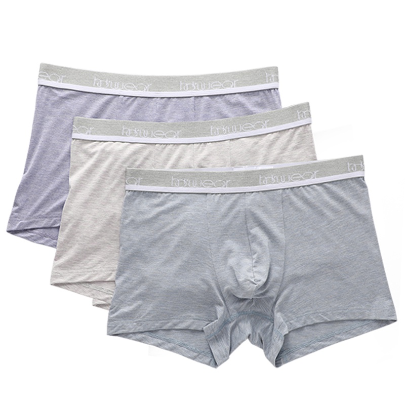 【3条装】红豆居家(Hodohome)色纺花纱 贴身男内裤 立体剪裁平角裤男时尚明筋男士内裤