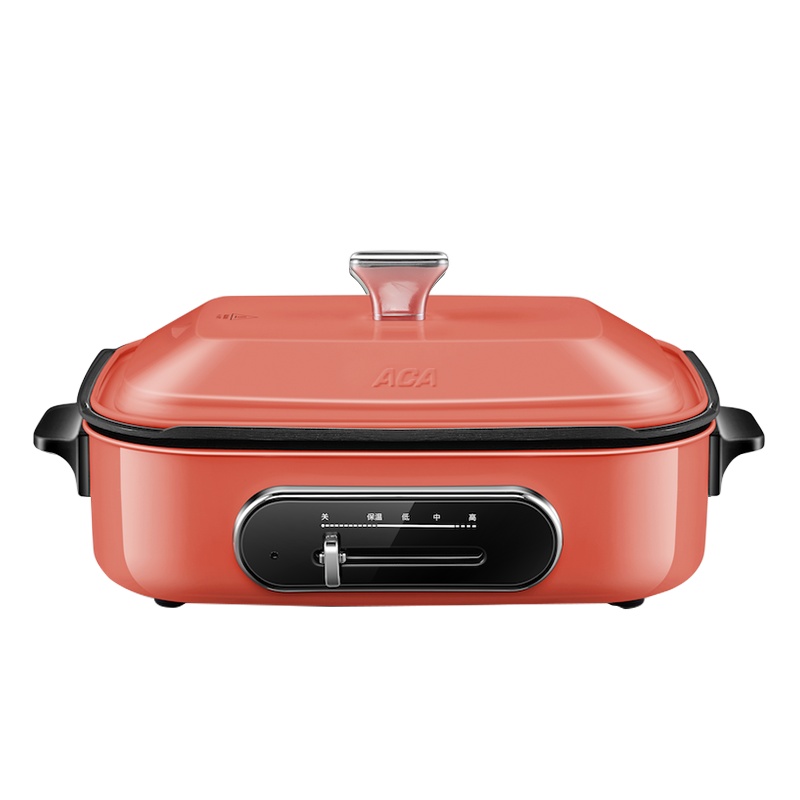 北美电器(ACA)多功能料理锅AH-MP1200 家用多功能锅料理锅 电烧烤锅电火锅蒸锅家用电烤锅烤肉机 橘色标配