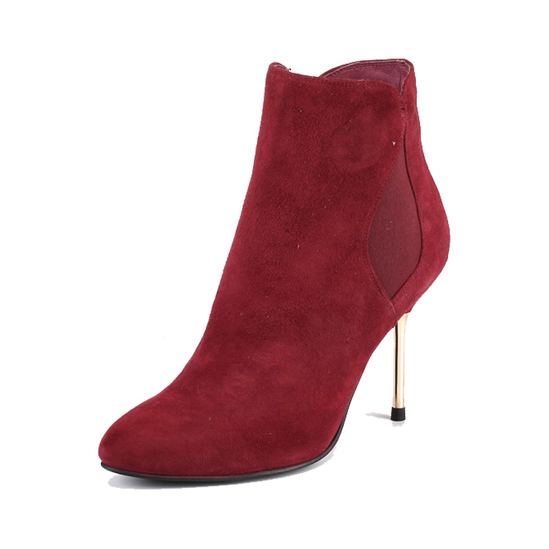 ST&SAT/星期六旗下绒面 尖头细高跟拉链水钻女鞋DF54115108