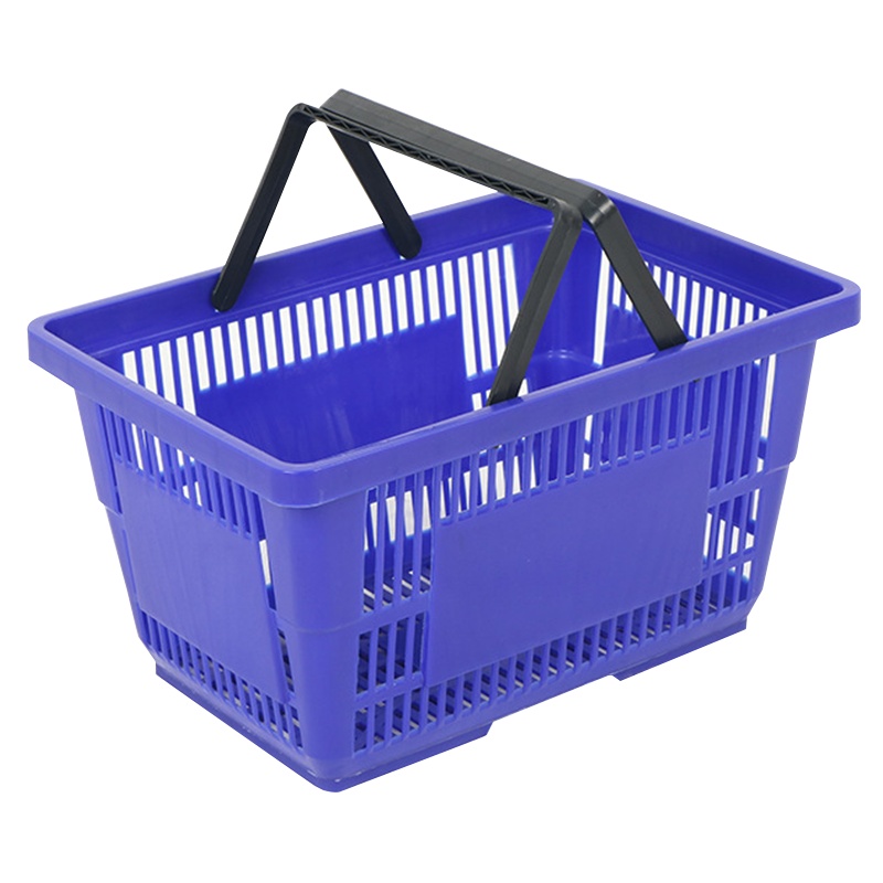 海斯迪克 HKCC16 加厚多功能周转筐 超市购物篮 储物篮仓储篮子 购物筐 手提篮塑料菜篮子新料 中号蓝色