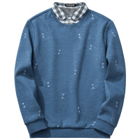 千纸鹤男士外套2019秋冬新款时尚潮流休闲翻领刺绣套头加绒卫衣男15199